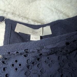 LOFT Dark Blue Eyelet Blouse